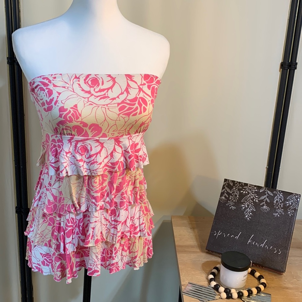 Express Bandeau Strapless Printed Top size Small